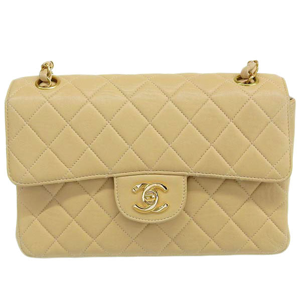 CHANEL Around 1997 Made Double Face Classic Flap Chain Bag Beige