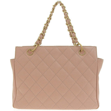 CHANEL Around 2000 Made Caviar Skin Cc Mark Stitch Chain Top Handle Bag Pink