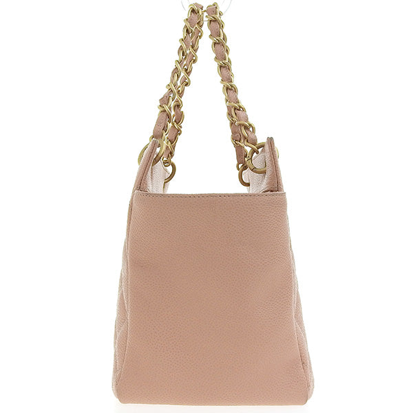 CHANEL Around 2000 Made Caviar Skin Cc Mark Stitch Chain Top Handle Bag Pink