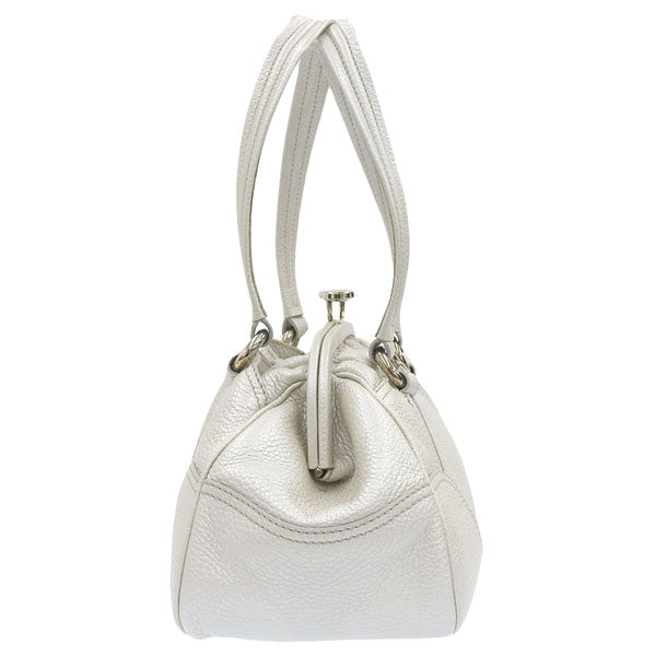 Celine Macadam Plate Metal Clasp Shoulder Bag Pearl White
