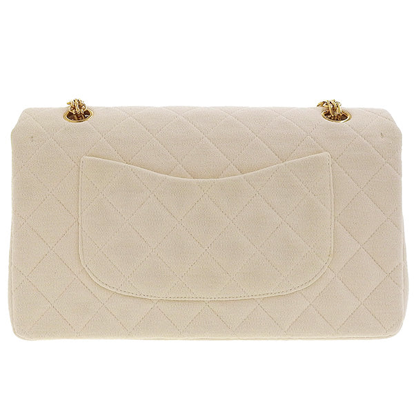 CHANEL Around 1995 Made Wool Classic Flap Chain Bag 25Cm Ivory