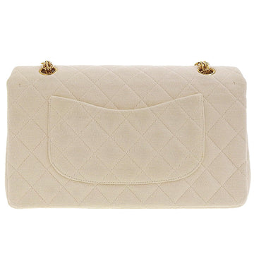 CHANEL Around 1995 Made Wool Classic Flap Chain Bag 25Cm Ivory