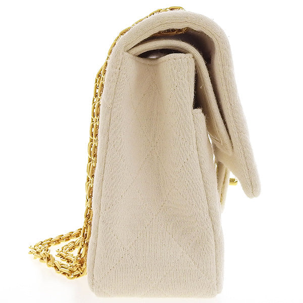 CHANEL Around 1995 Made Wool Classic Flap Chain Bag 25Cm Ivory