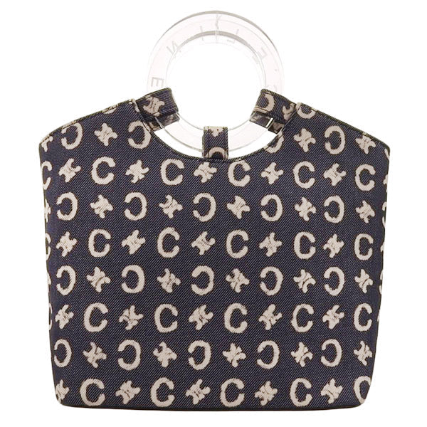 Celine Denim C Macadam Pattern Logo Top Handle Bag Indigo