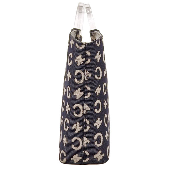Celine Denim C Macadam Pattern Logo Top Handle Bag Indigo
