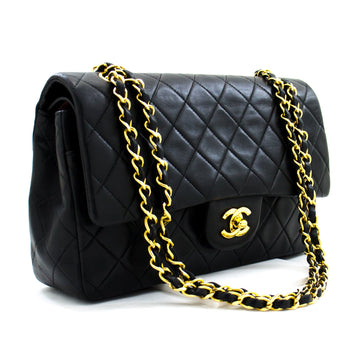 CHANEL 2.55 Double Flap Chain Shoulder Bag Black Lambskin Handbag