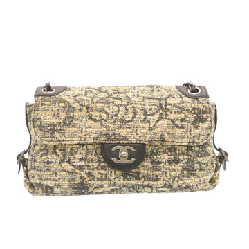 Chanel Camellia Icon Turn lock Chain Flap ShoulderBag Beige Black CC Auth 24396A