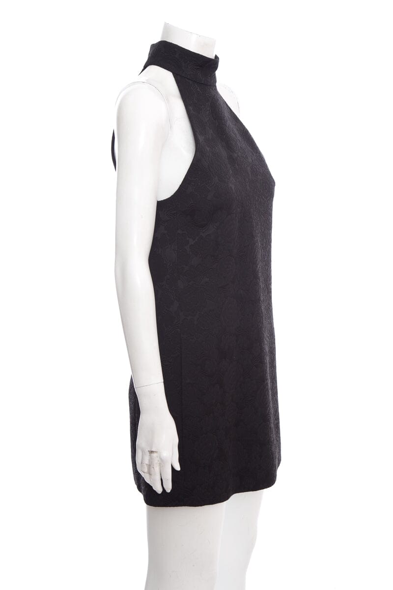 Saint Laurent Black Floral Halter Neck Mini Dress SZ 4