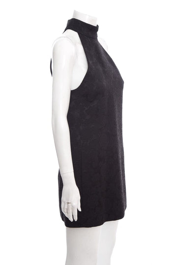 Saint Laurent Black Floral Halter Neck Mini Dress SZ 4