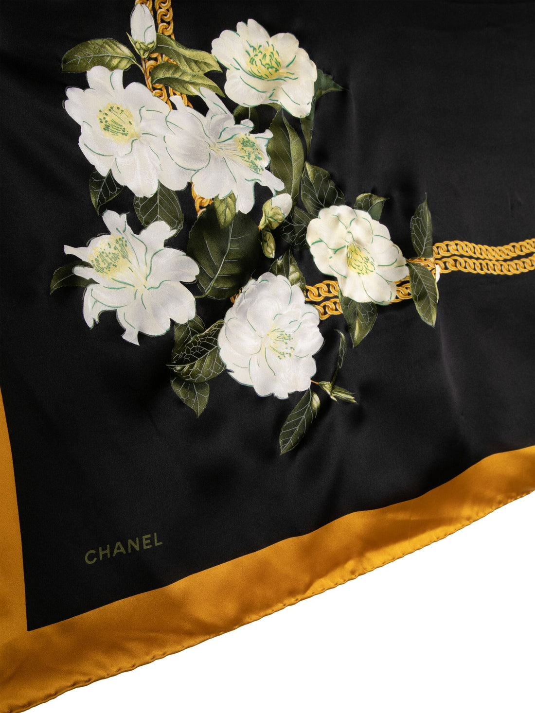 HERMES Camellia-print silk scarf