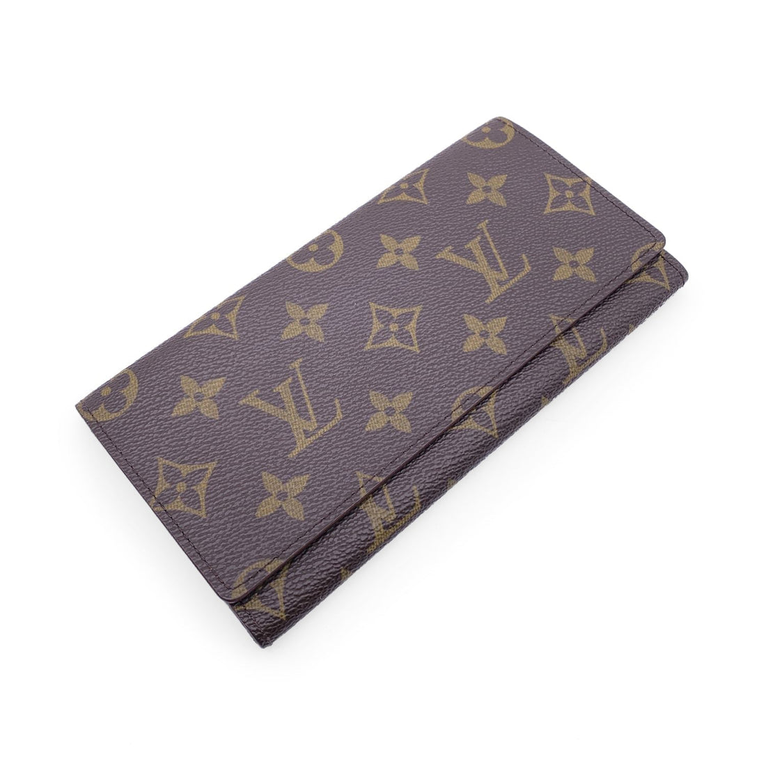LOUIS VUITTON Vintage Brown Monogram Canvas Long Bill Wallet