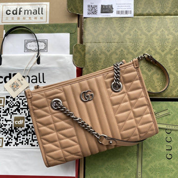 gg Marmont Medium Tote Bag Brown For Womtlm 10.2in/26.5cm gg