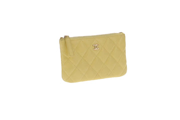 Chanel Soft Caviar Lemon Yellow Classic Mini Pouch 2019