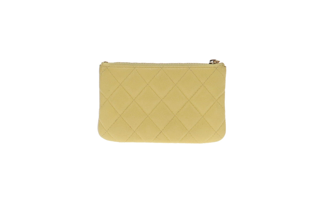 Chanel Soft Caviar Lemon Yellow Classic Mini Pouch 2019