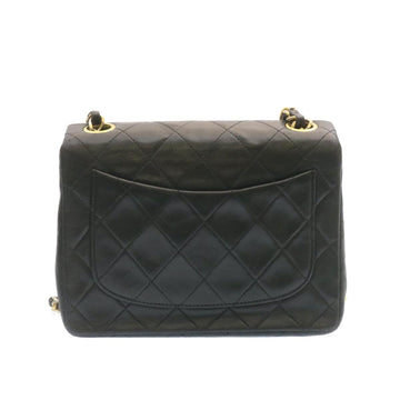 Chanel Lamb Skin Matelasse Chain Flap Shoulder Bag Black CC  25502A