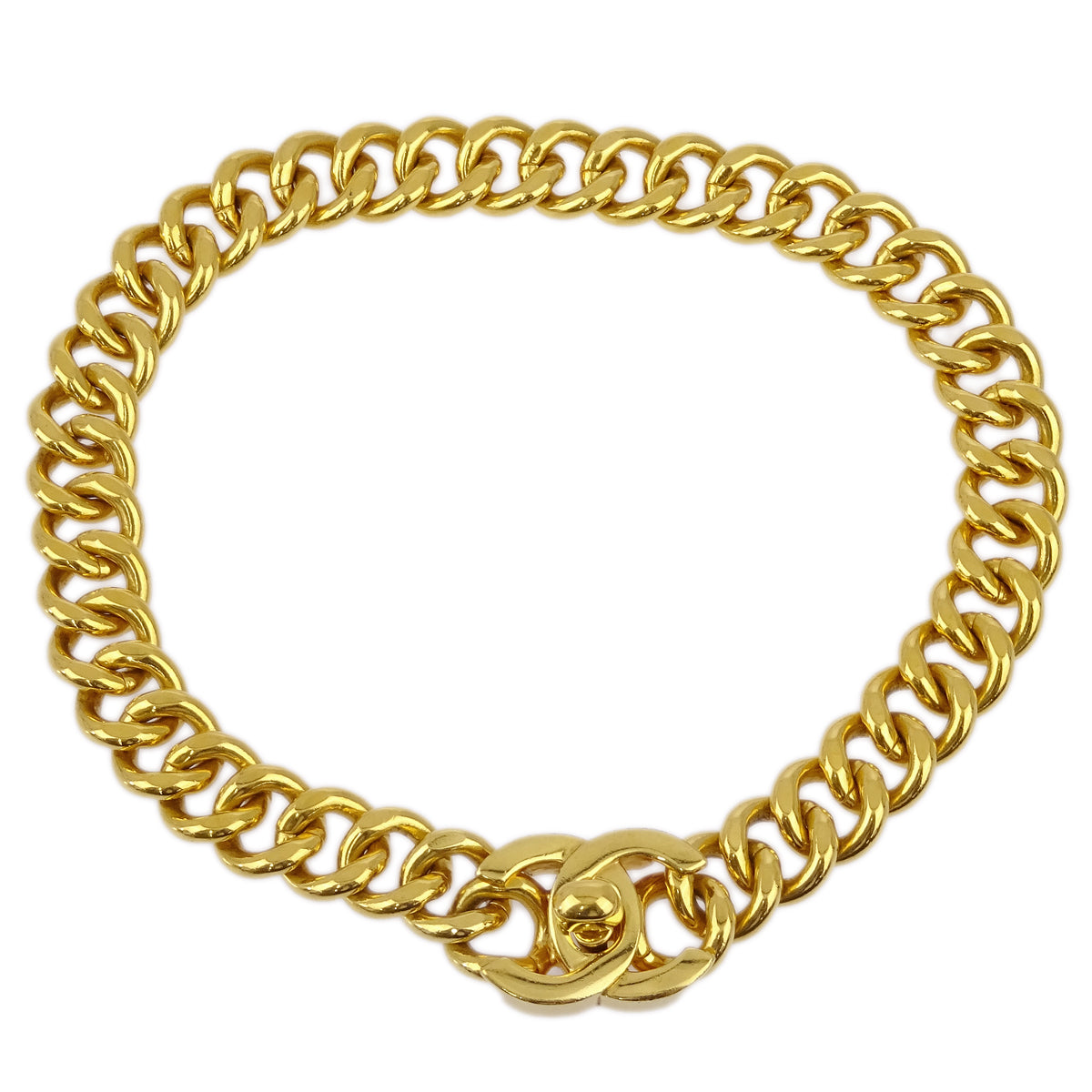 Chanel Turnlock Gold Chain Necklace 95A