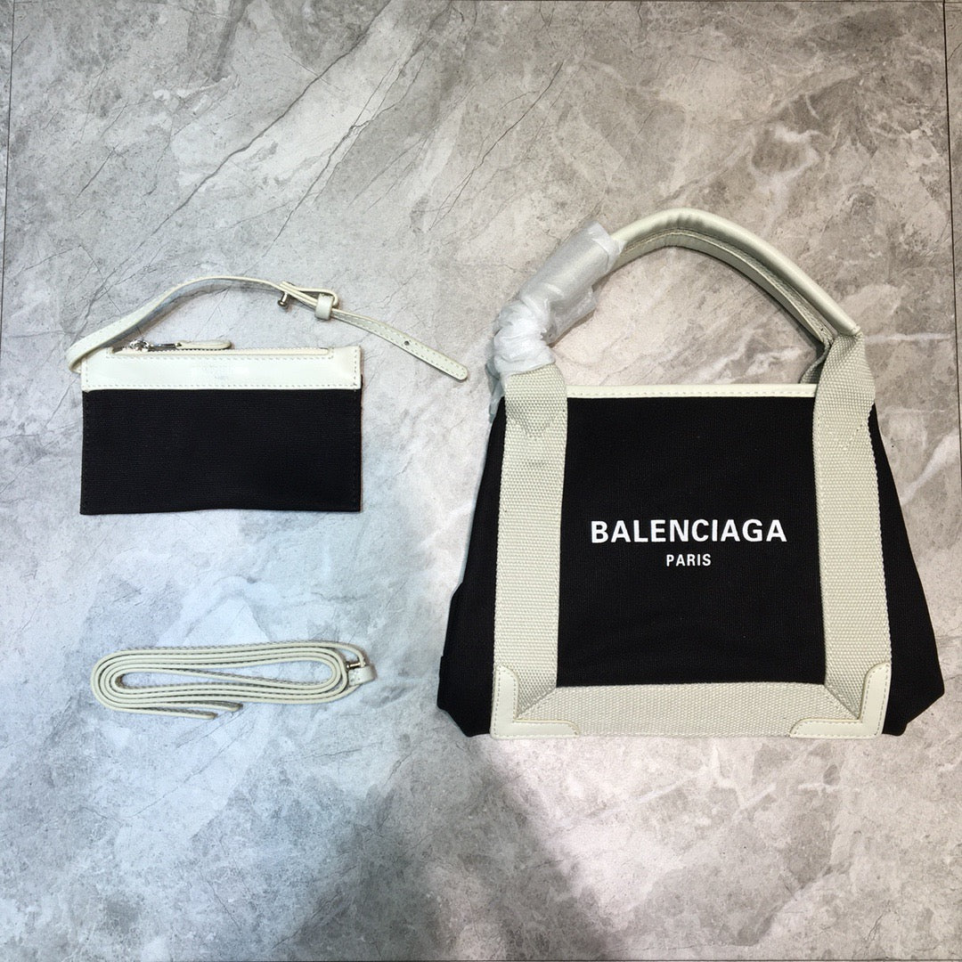 Baltlm Navy Small Cabas Tote Bag In White, For Womtlm,  Bags 18.5in/47cm