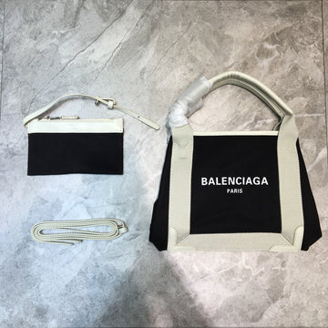 Baltlm Navy Small Cabas Tote Bag In White, For Womtlm,  Bags 18.5in/47cm