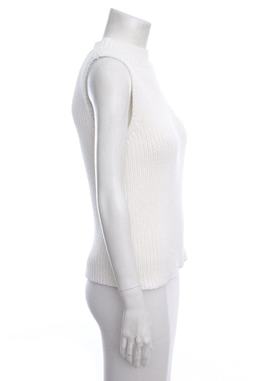 Max Mara Ivory Sleeveless Knit Sweater SZ L