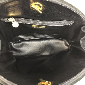 Fendi, black quilted suede with a 'pasta' or 'noodle' design, two way, sling style- clutch or cross body bag with gold 'pasta' accent beads