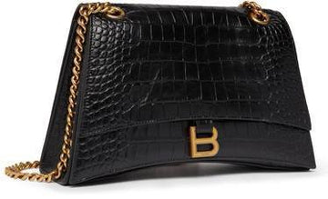 WOMEN'S CRUSH MEDIUM CHAIN BAG CROCODILE EMBOSSED IN BLACK