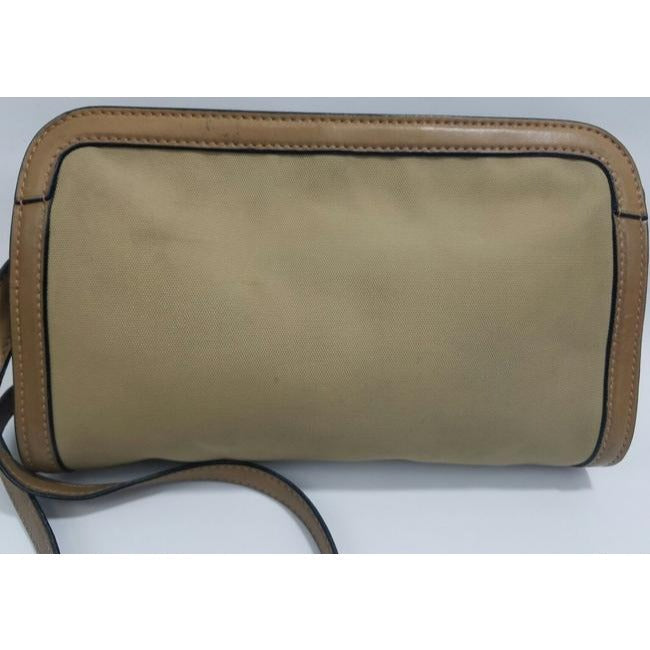 Gucci Vintage Khaki Canvas And Leather Canvas Shoulder Bag