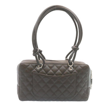 Chanel Cambon Line Matelasse Hand Bag Leather Dark Brown CC Auth 27850A