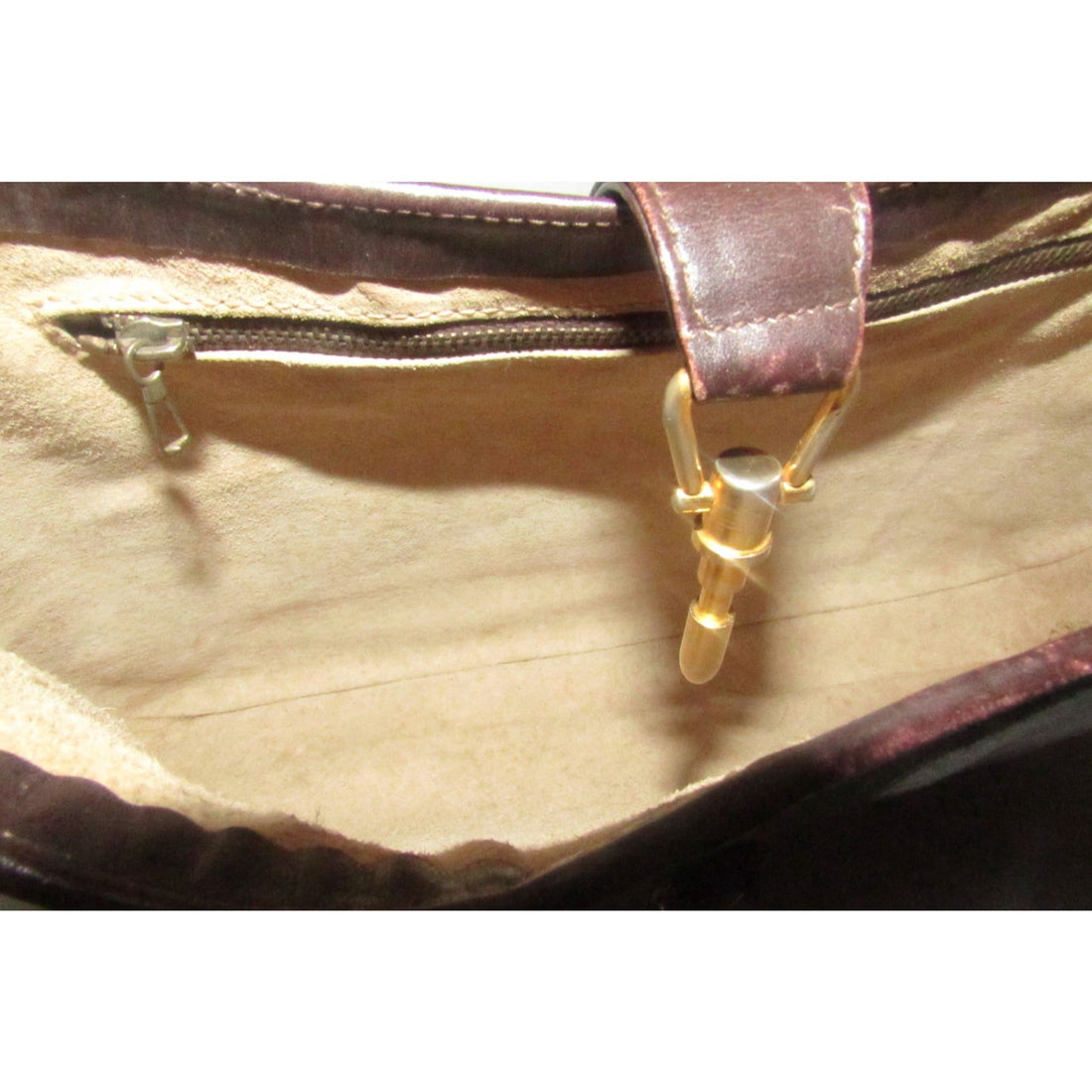 Rare, vintage, Gucci, 1961 Jackie, glossy brown leather hobo style shoulder bag with a red and green center stripe & gold piston closure