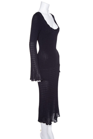 Alaia Black Knit Long Sleeve Dress SZ S