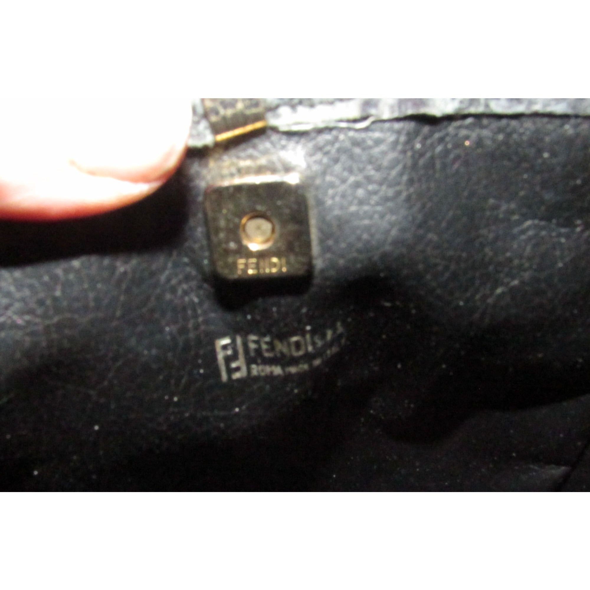 Fendi SAS multi-colored logo on black leather mini backpack/bucket