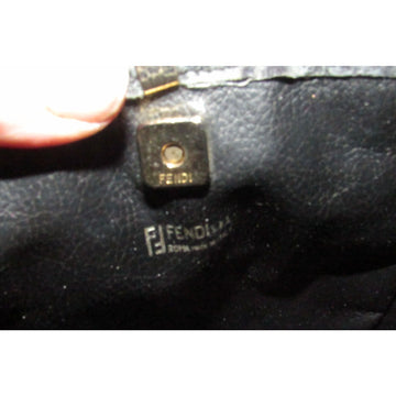 Fendi SAS multi-colored logo on black leather mini backpack/bucket