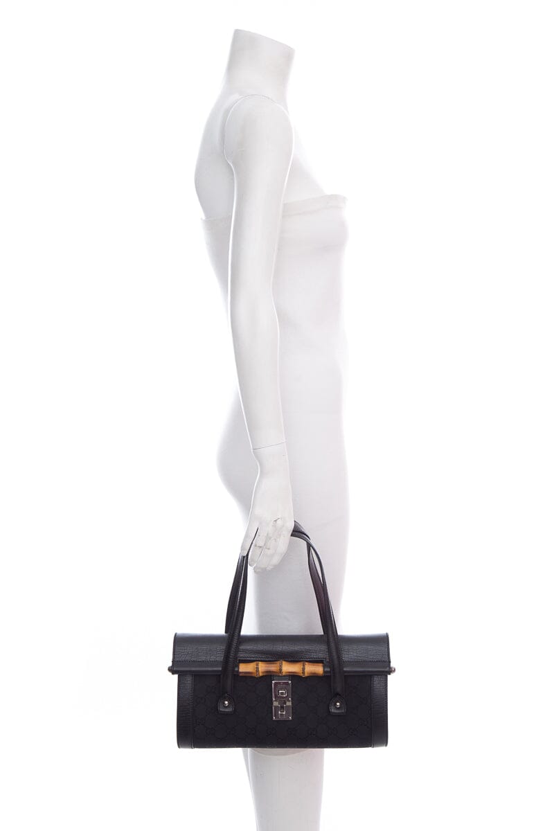 Gucci Black Monogram Bamboo Bullet Handbag