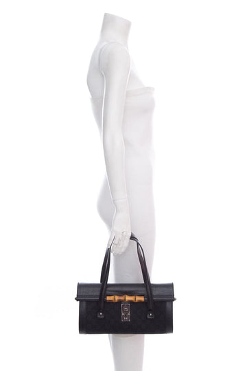 Gucci Black Monogram Bamboo Bullet Handbag