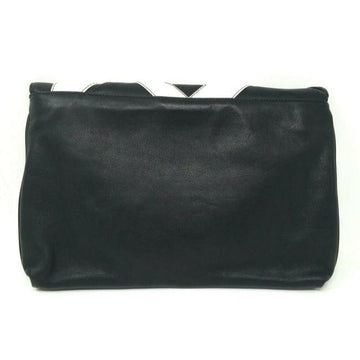 Fendi Clutch W Two Way Envelope Bagclutch Logo Black Leatherwhite Patent Shoulder Bag