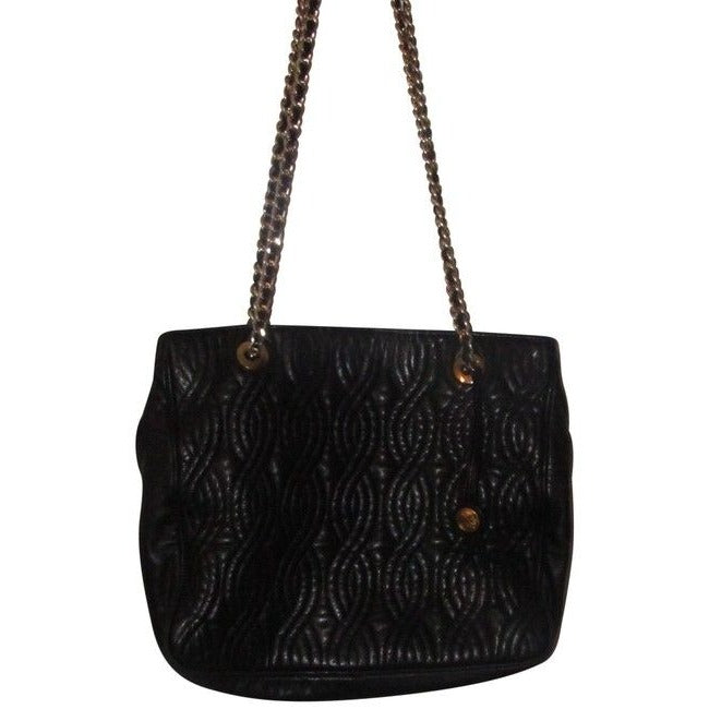 Fendi Pasta Tote Style Purses Supple Black Quilted Leather With Curvy Pasta Or Noodle Like Design An