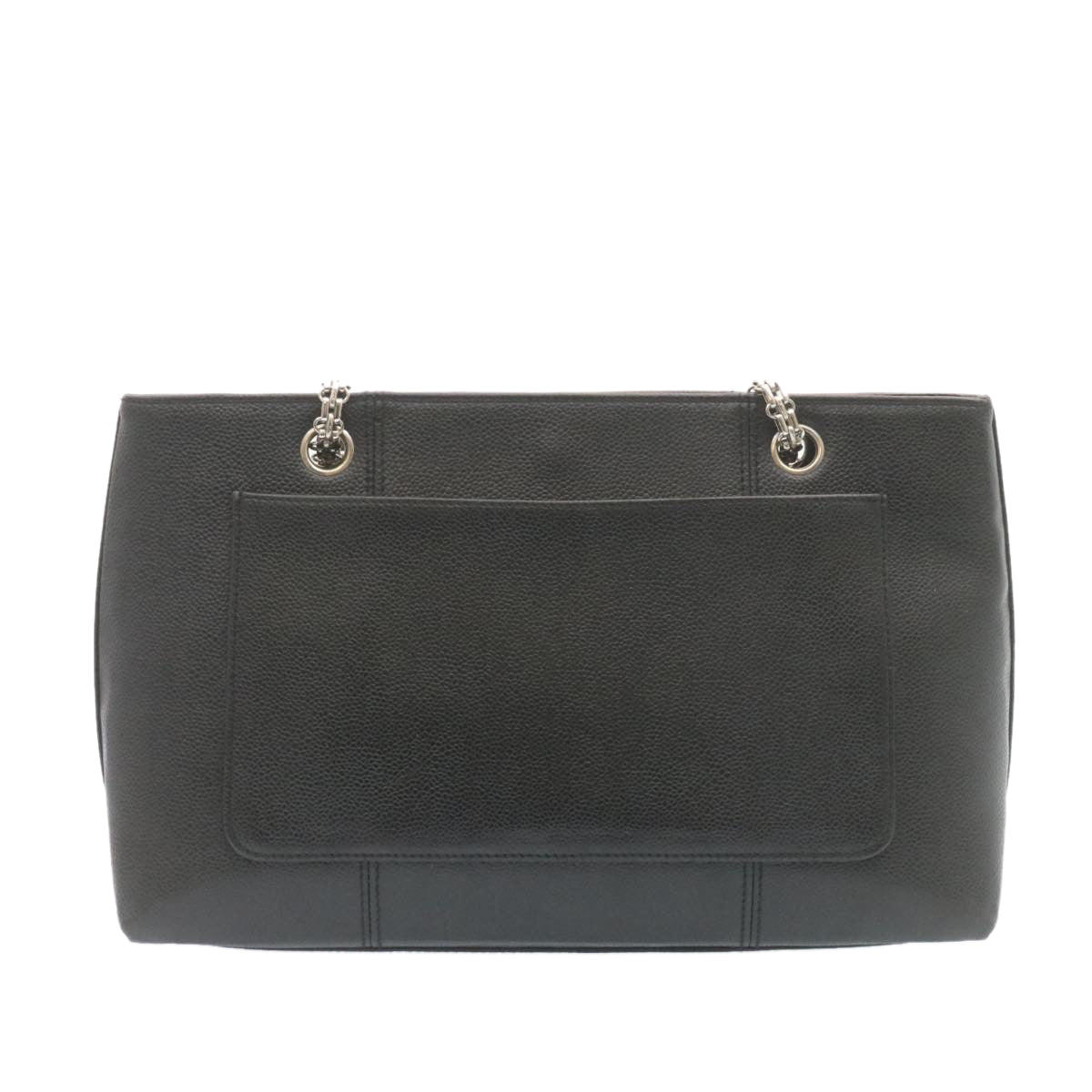 Chanel Caviar Skin Chain Shoulder Bag Leather Black CC  28395A