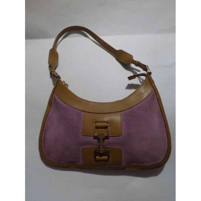 Gucci Vintage Pink Suede And Camel Leather Hobo Bag