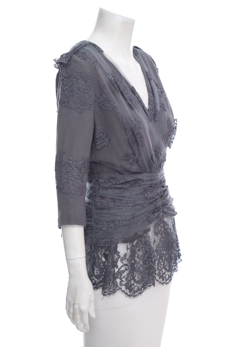 Burberry Grey Lace Top SZ 42 NWT