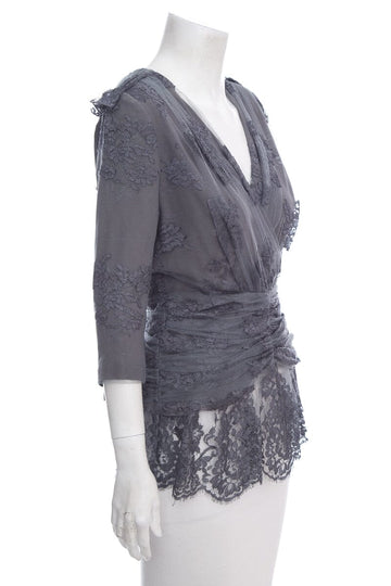 Burberry Grey Lace Top SZ 42 NWT