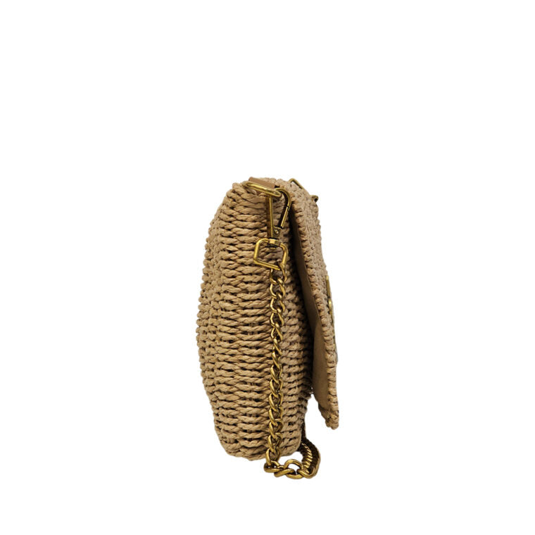 YSL Medium Supple Chain Bag In Raffia