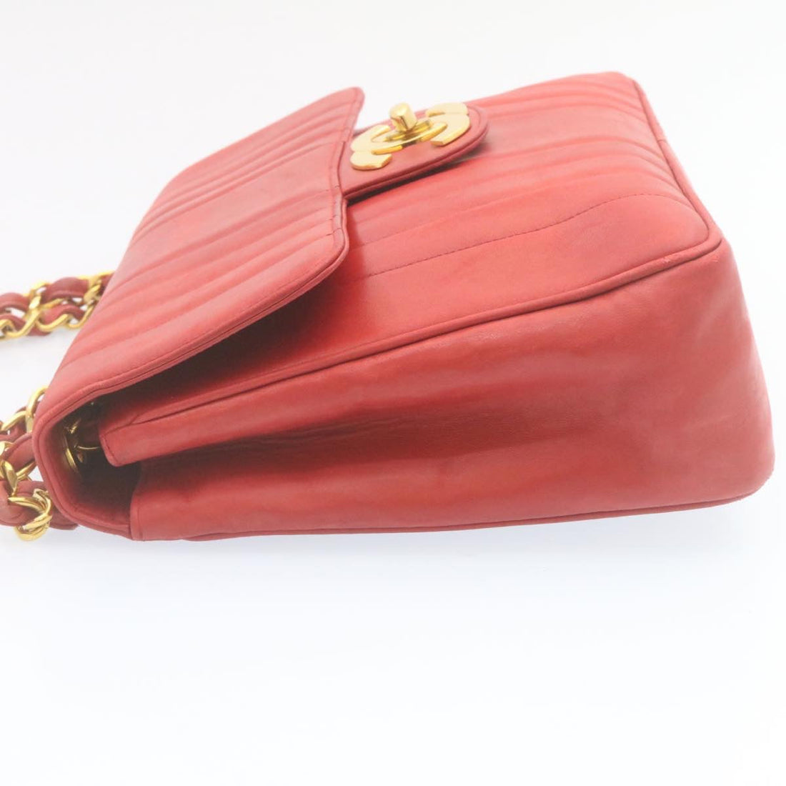 Chanel Mademoiselle Big Coco Double Chain Shoulder Bag Lamb Skin Red  29129A