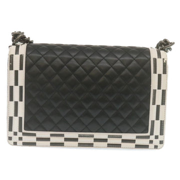 Chanel Matelasse Boy  Chain Shoulder Bag Lamb Skin Black CC  29190A