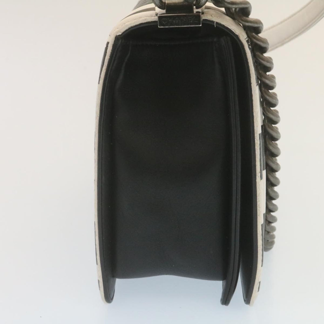 Chanel Matelasse Boy  Chain Shoulder Bag Lamb Skin Black CC  29190A