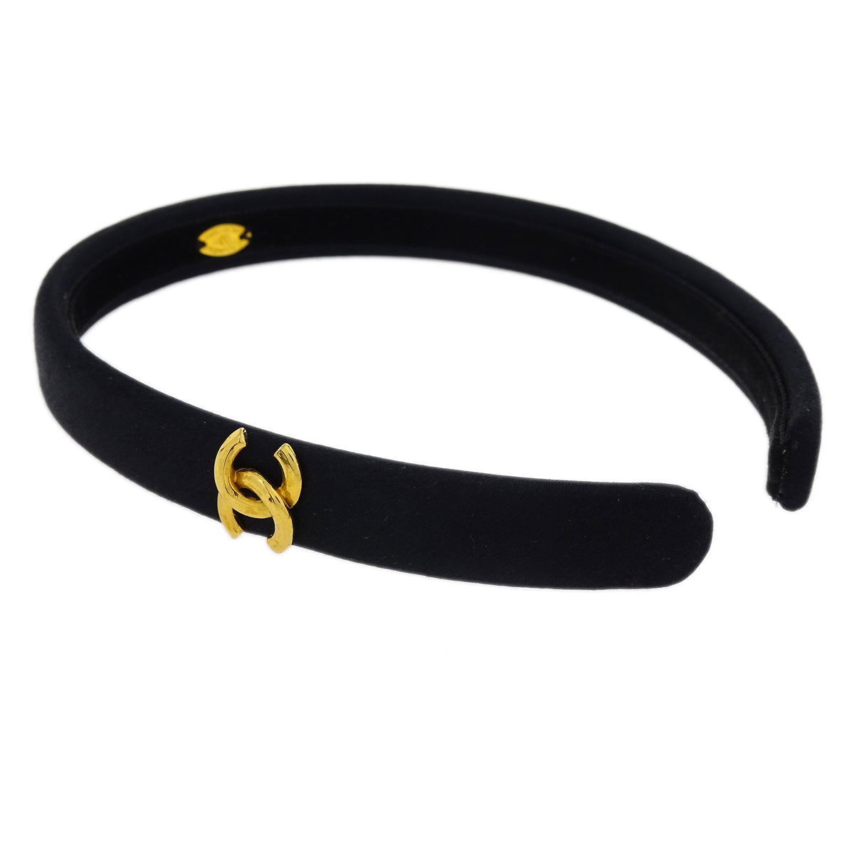 Chanel Satin Headband Hair Accessories Black
