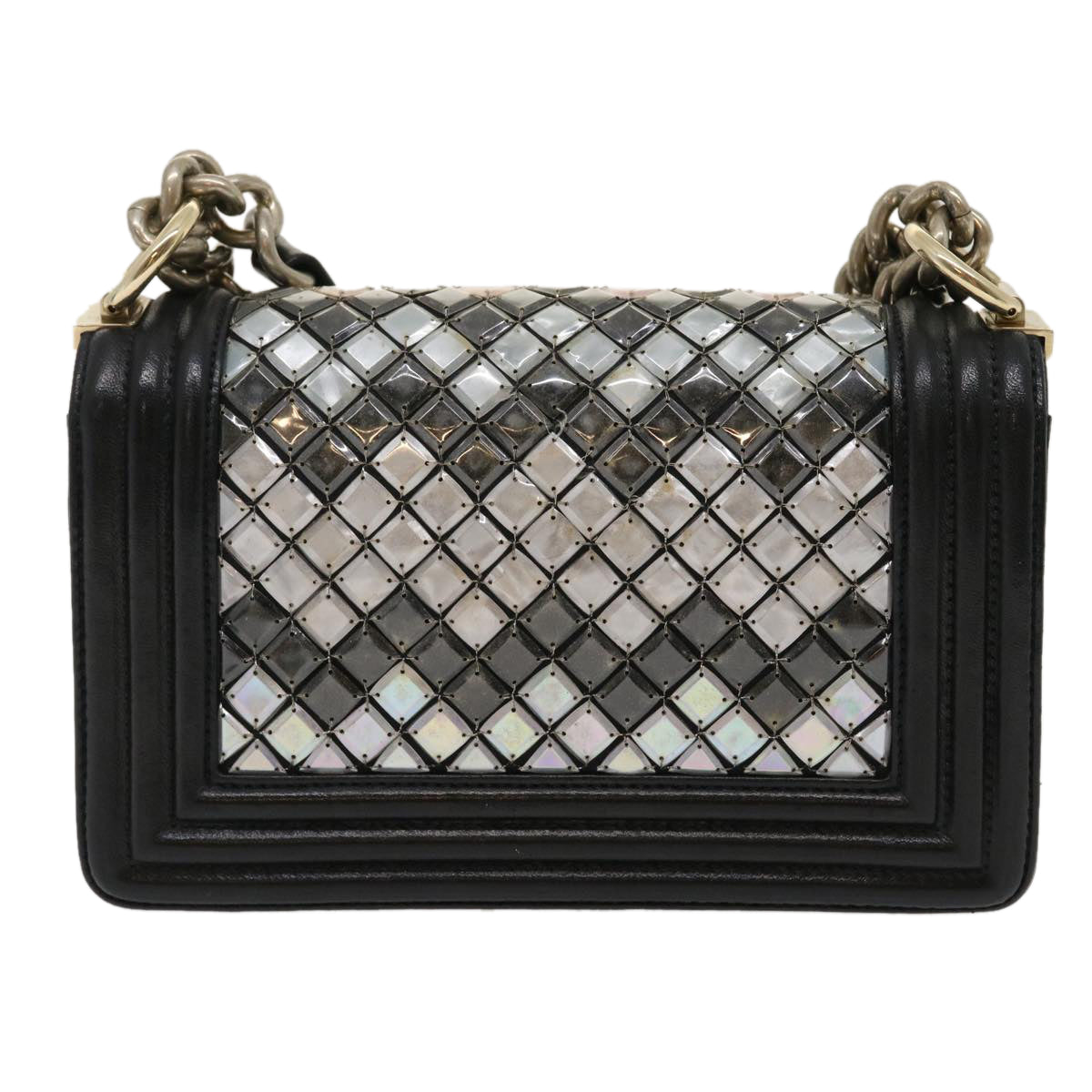 Chanel Boy  Chain Shoulder Bag Tile Black Multicolor CC  29551A
