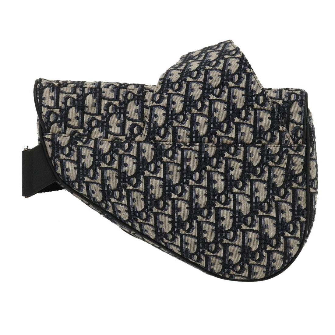 CHRISTIAN DIOR Trotter Canvas Oblique Saddle Shoulder Body Bag Blue Auth 29581A