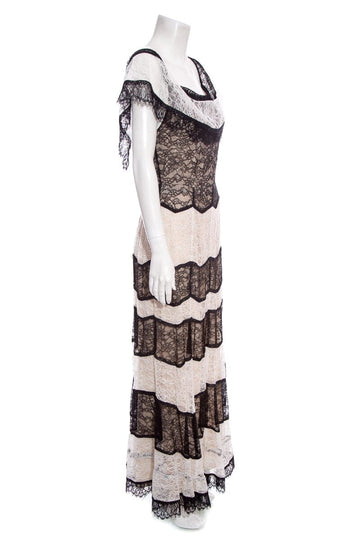 Alice & Olivia Black & White Lace Sleeveless Dress SZ 10