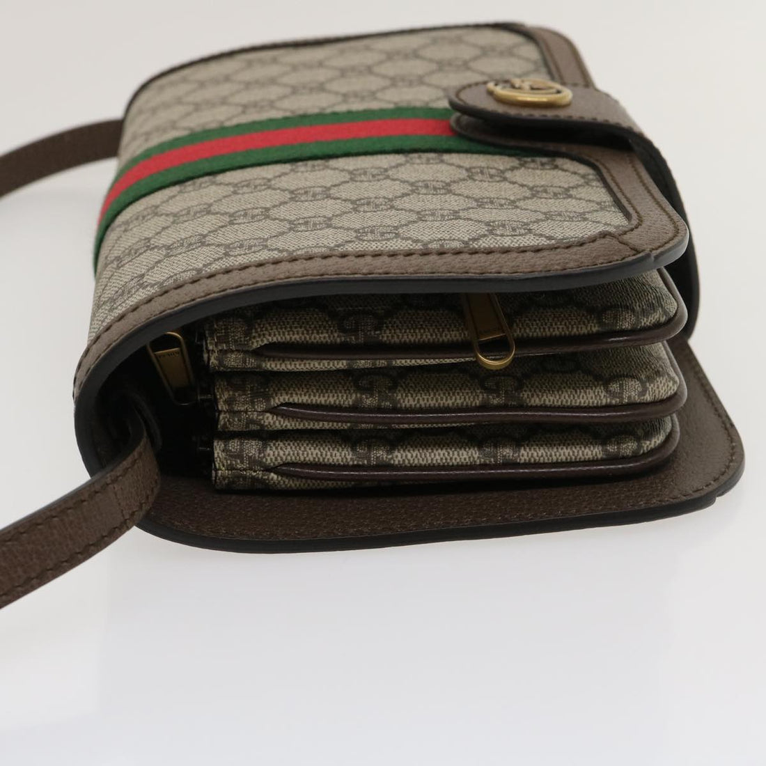 GUCCI GG Supreme Ophidia Web Sherry Line Shoulder Bag Beige  29884A