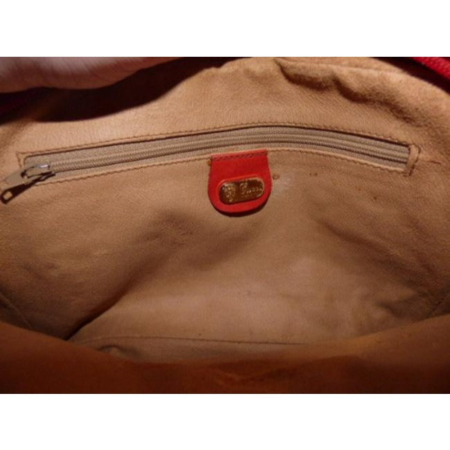 Gucci Vintage Red Leather Small G Logo Print Canvas Cross Body