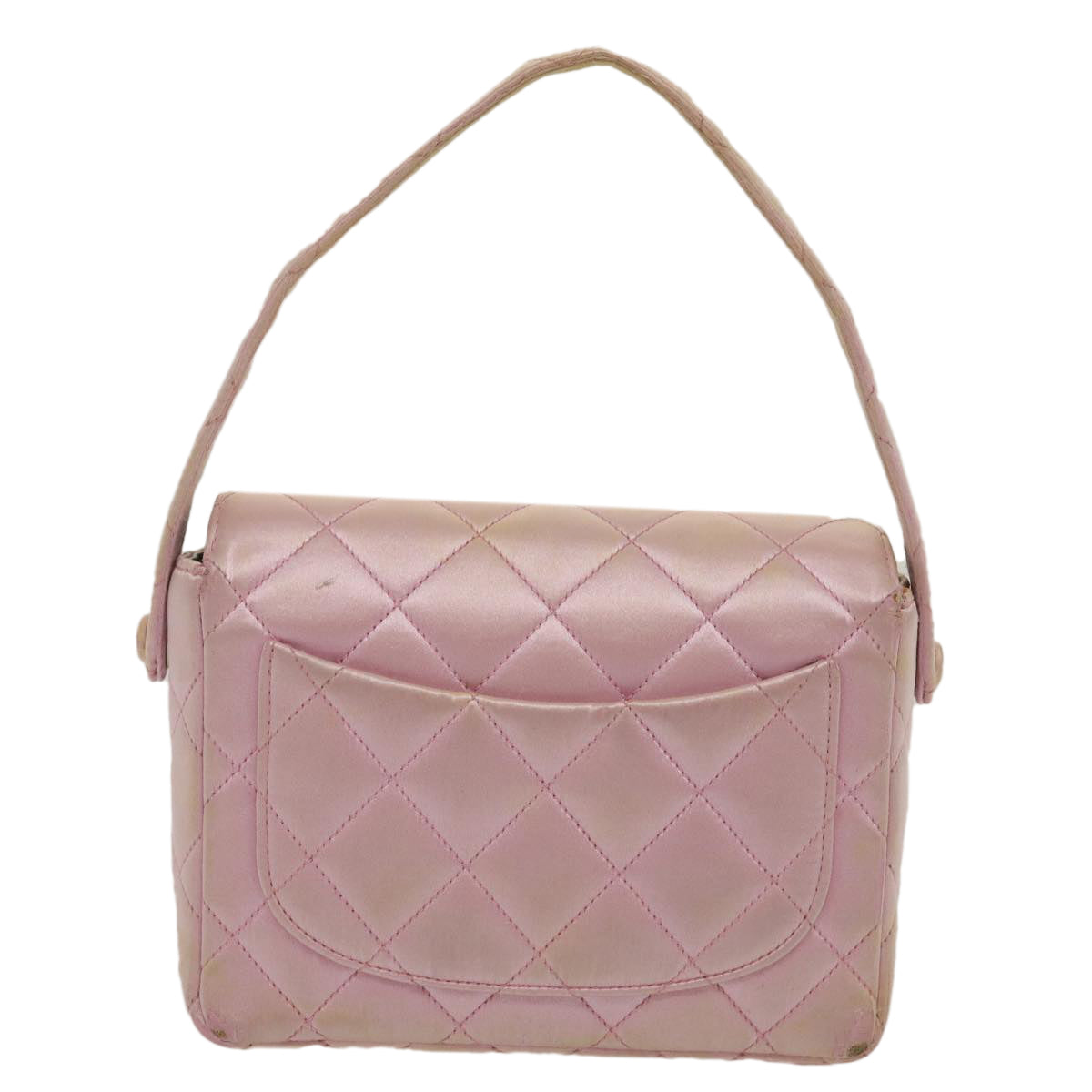 Chanel Matelasse Hand Bag Silk Satin Pink CC  29999A